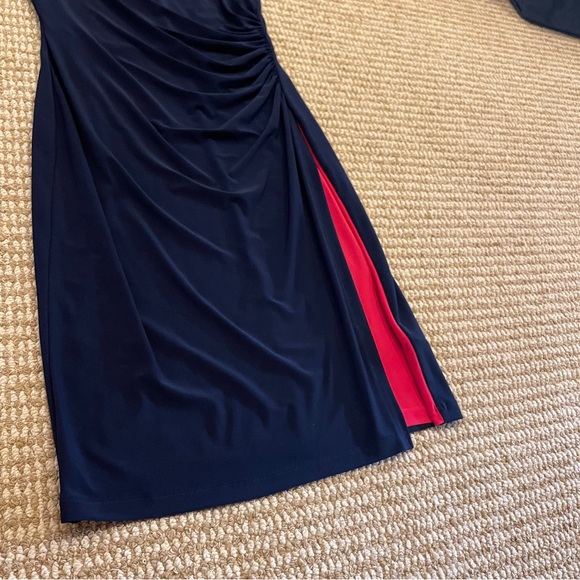 Lauren Ralph Lauren Pink and Navy Colorblock Panel Sleeveless Dress 6 - Picture 5 of 9